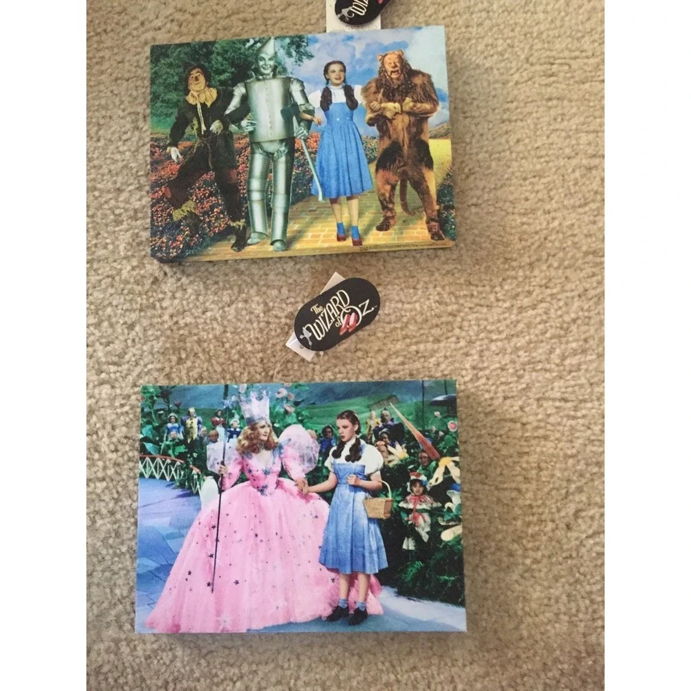 Wizard of Oz Collectible Tin Metal Signs 12x16 and Small Canvas Art Lot 4pc